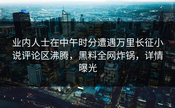 业内人士在中午时分遭遇万里长征小说评论区沸腾，黑料全网炸锅，详情曝光