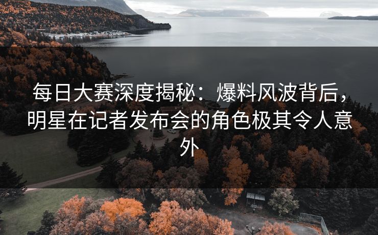 每日大赛深度揭秘：爆料风波背后，明星在记者发布会的角色极其令人意外