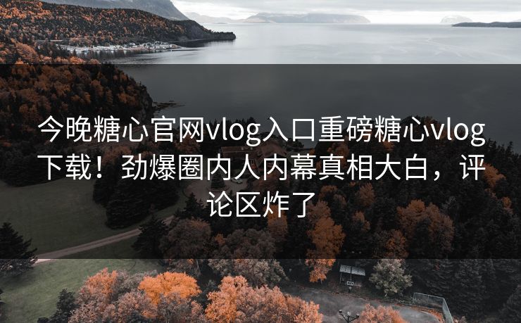 今晚糖心官网vlog入口重磅糖心vlog下载！劲爆圈内人内幕真相大白，评论区炸了