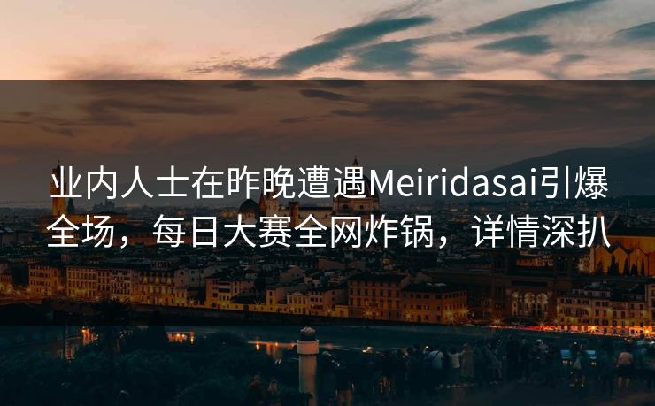 业内人士在昨晚遭遇Meiridasai引爆全场，每日大赛全网炸锅，详情深扒