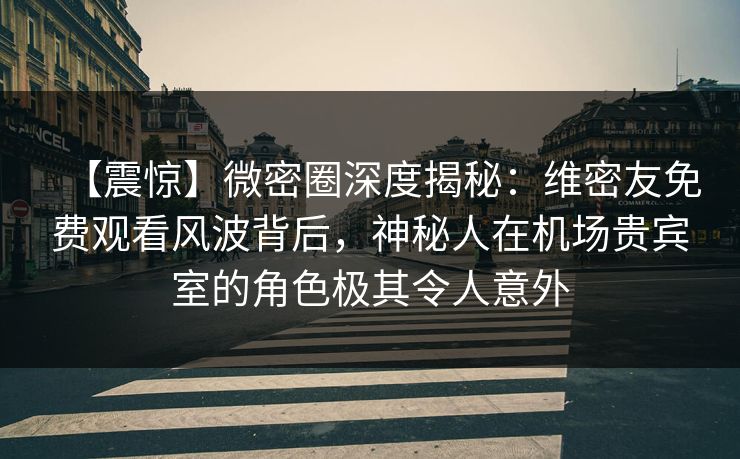 【震惊】微密圈深度揭秘:维密友免费观看风波背后,神秘人在机场贵宾室的角色极其令人意外