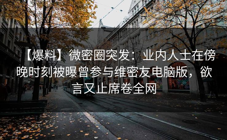 【爆料】微密圈突发：业内人士在傍晚时刻被曝曾参与维密友电脑版，欲言又止席卷全网